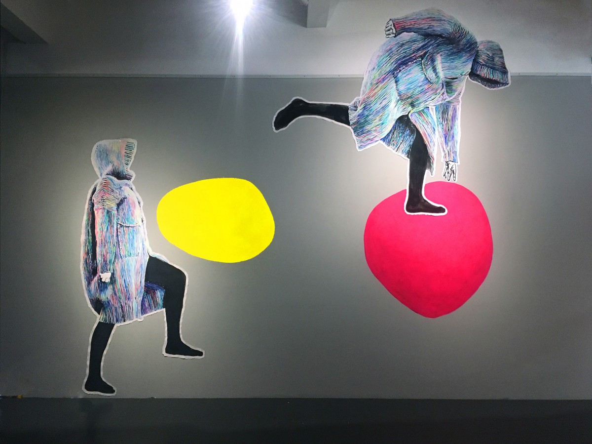 »Pong Poing«
Acryl/Papier gekleistert und Acryl/Wand
Jigongshan Art Museum, China