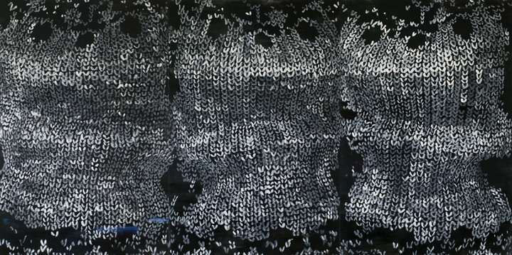 »3 faltigkeit«   
acryl/leinwand   
triptichon, 429cm x 218cm   
2008