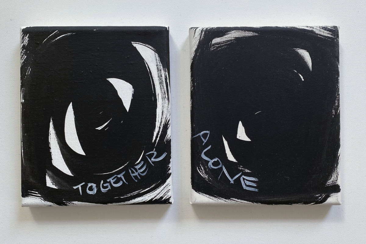 »togetheralone alonetogether«
  acryl auf leinwand
  2 teilig 18 x13 cm
