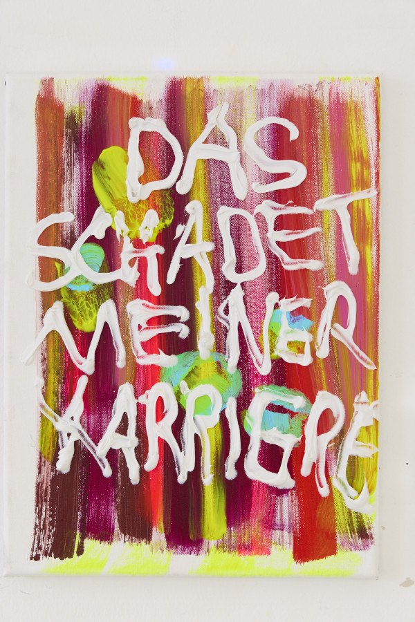 Das schadet meiner Kariere
Acryl,Silikon/Leinwand
30 x 40 cm 
2026