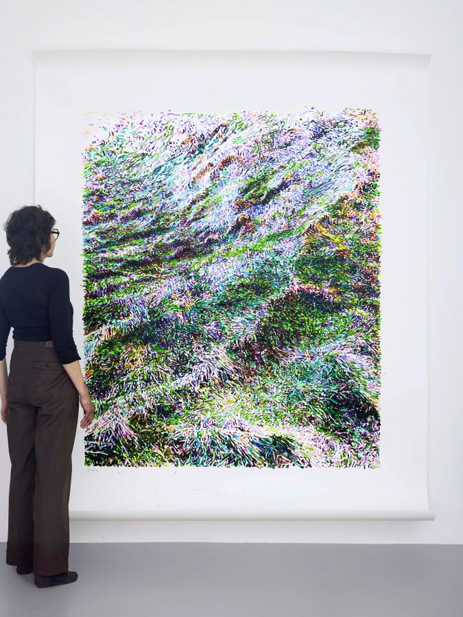 Sounding Soil 2
Acryl/Papier 
Motiv: 180 x 150cm
Papier: 260 x 195cm
2025