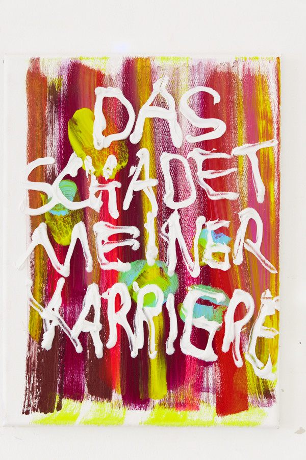 Das schadet meiner Kariere
Acryl,Silikon/Leinwand
40 x 30cm 
2026