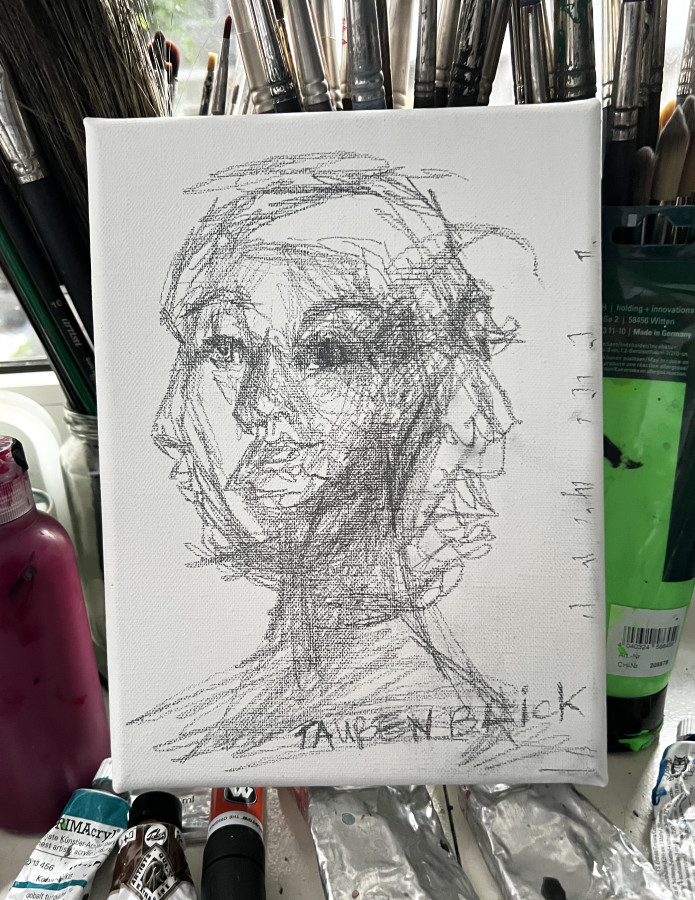 Taubenblick
Aquarell CollageBleistift auf Leinwand
Din A 6
2025